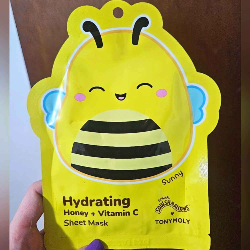 NWT Squishmallows TonyMoly Hydrating Honey + Vitamin C Sheet Mask Sunny The Bee